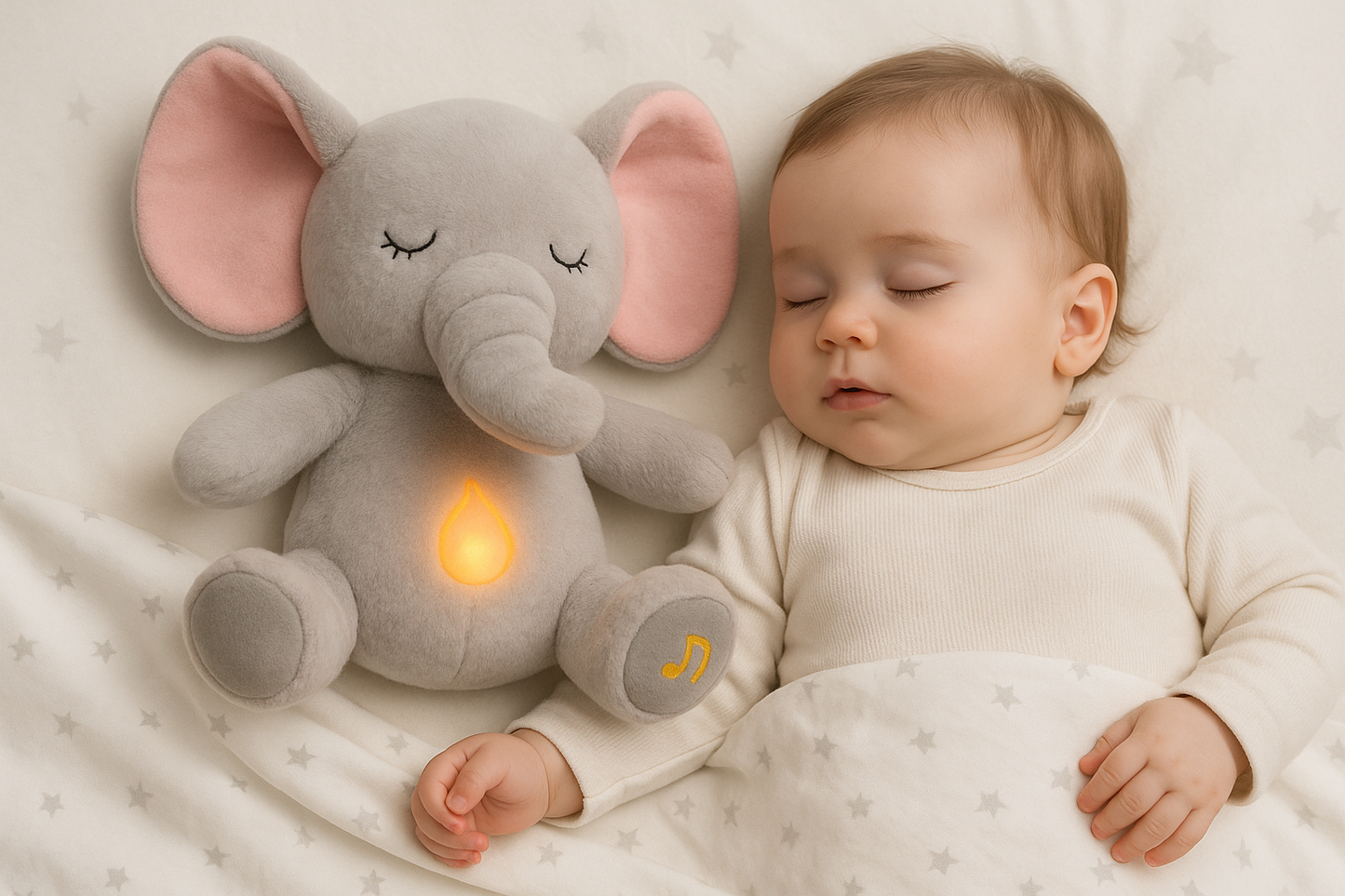 Breathing Elephant Teddy | Soothing Elephant Plush – Breathing, Light & Music Buddy