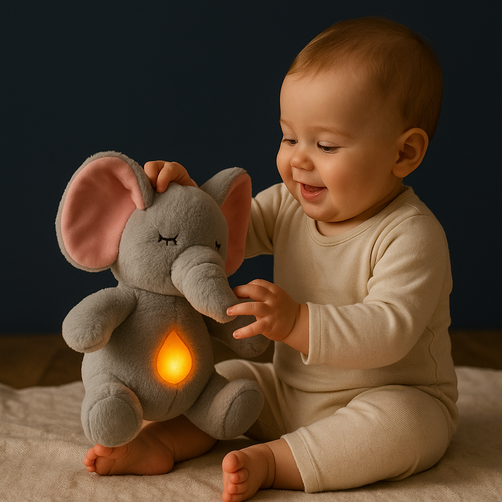 Breathing Elephant Teddy | Soothing Elephant Plush – Breathing, Light & Music Buddy